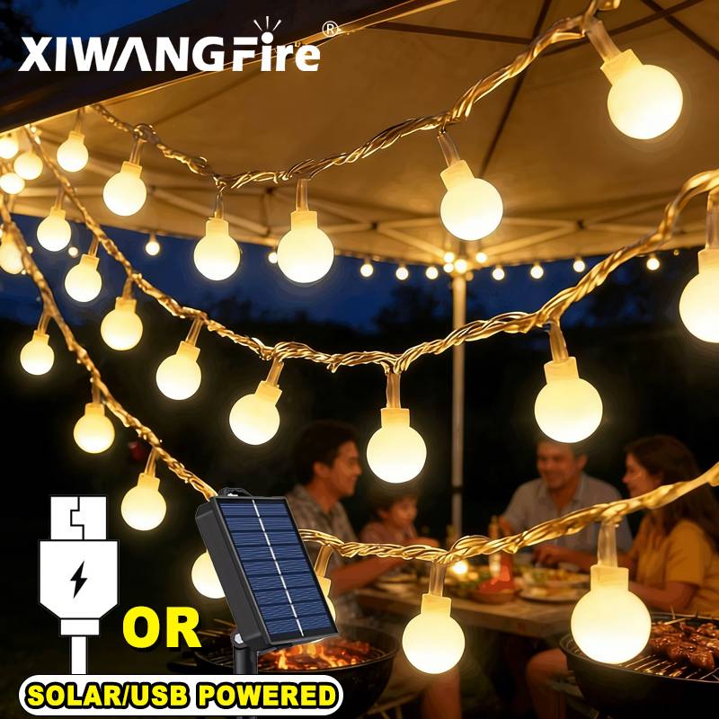 Outdoor Camping Equipment - 3-10M 태양광/USB/배터리 스트링 조명, 요정 글로브