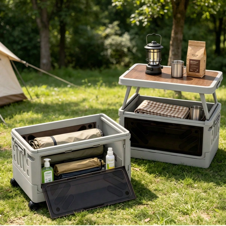 Outdoor Camping Bin - 다기능 야외 캠핑 수납 박스(리프트탑 테이블