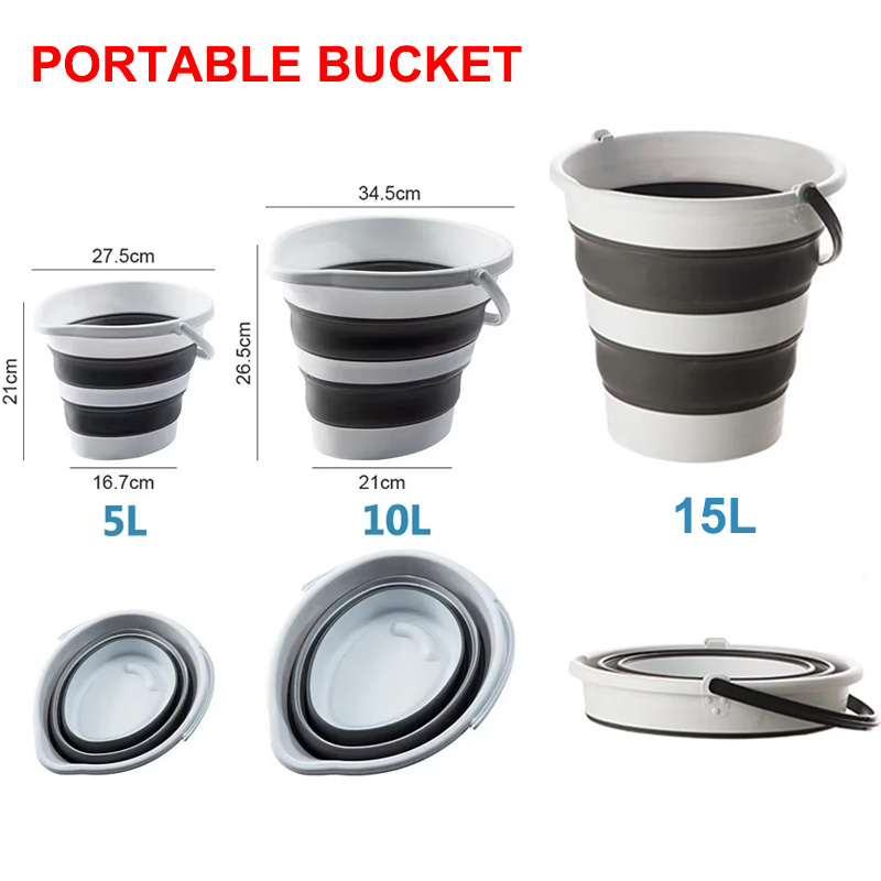 Outdoor Camping Bin - 휴대용 접이식 대야 실리콘 물통, 야외