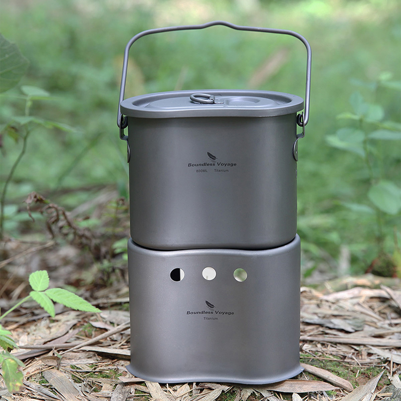 Outdoor Camping Stove Wood - Boundless Voyage 티타늄 조리기구 세트, 야외
