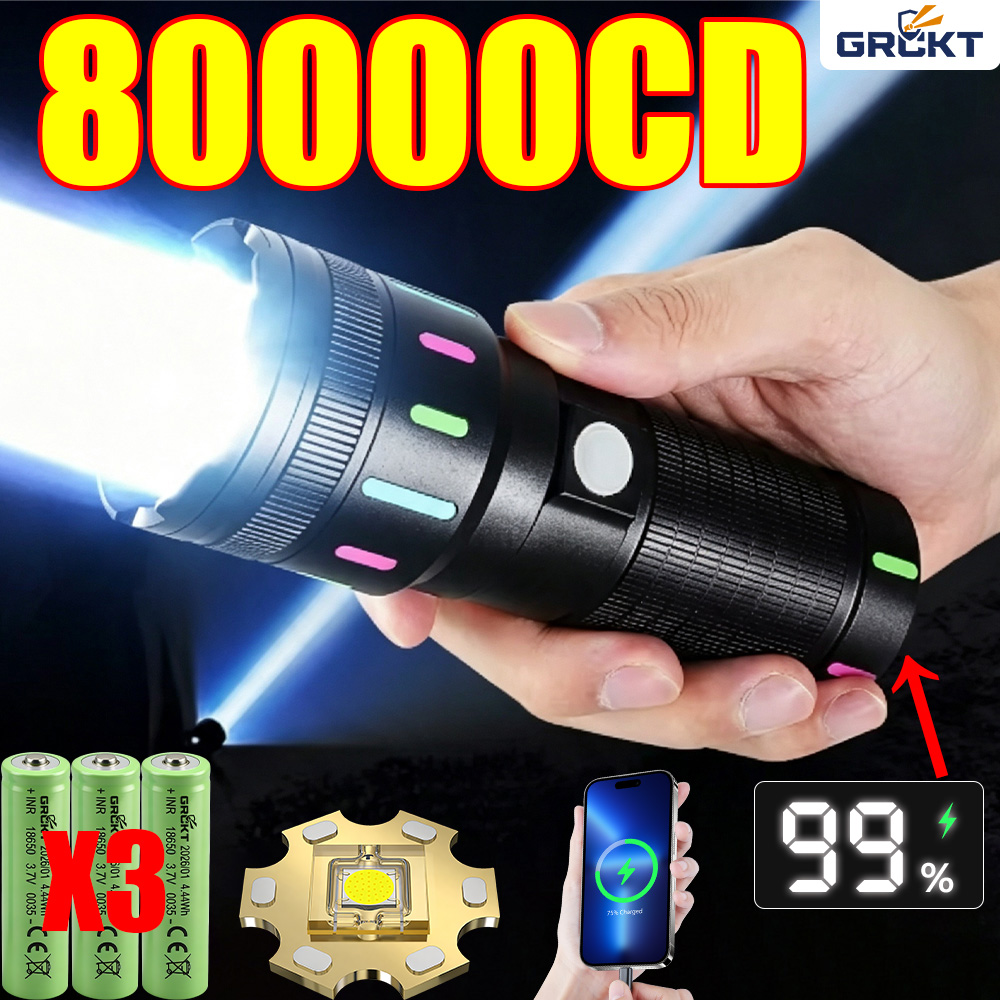 Outdoor Camping And Fishing - 80000CD 가장 강력한 LED 손전등 고출력