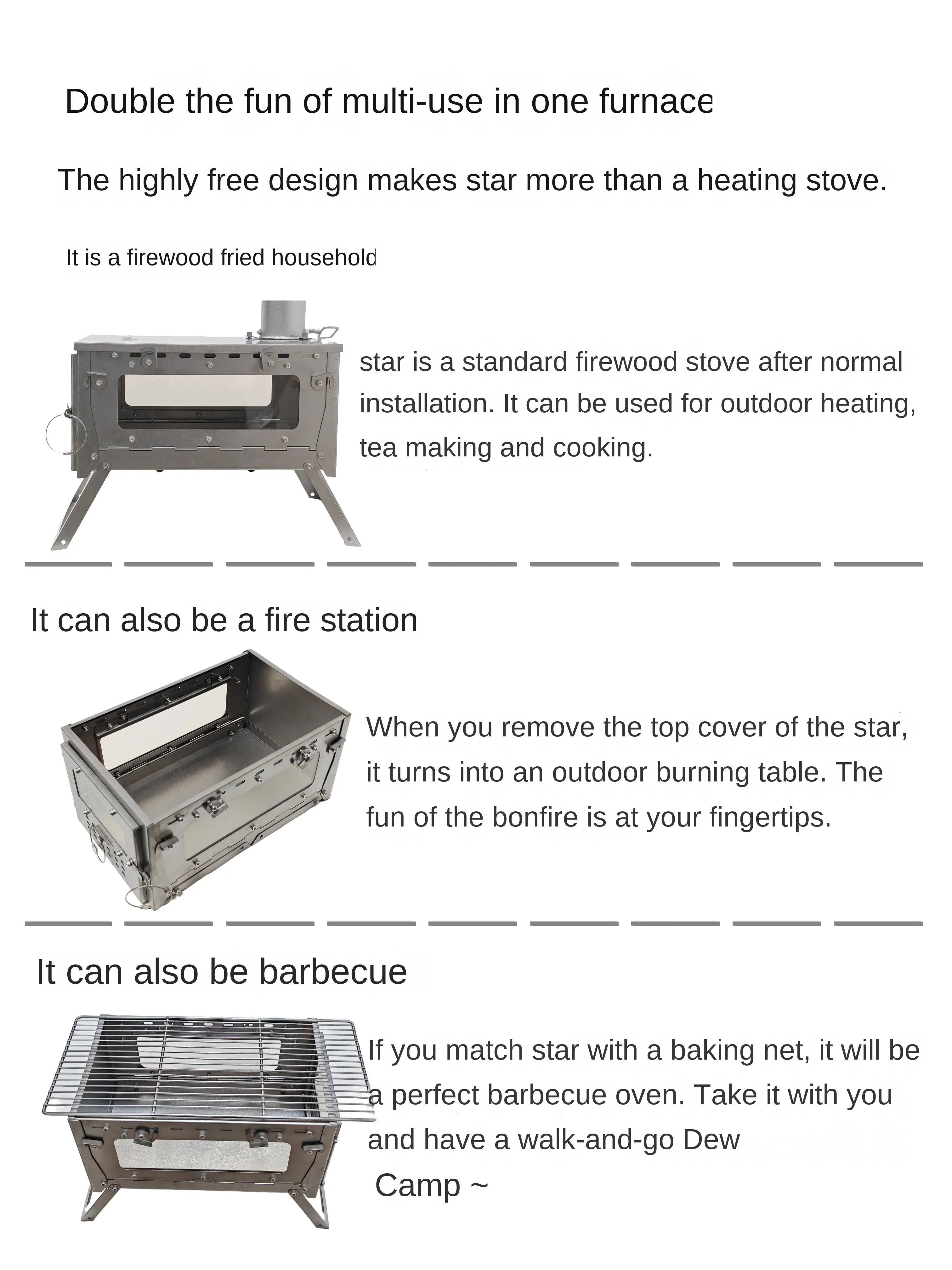WT 스타 티타늄 합금 접이식 장작 난로, 하이킹 캠핑 - Outdoor Camping Stove Wood 리뷰 및 가격
