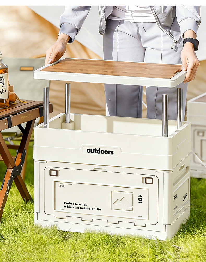 캠핑용 접이식 수납함 나무 뚜껑 도어 테이블 의자 세트 - Outdoor Camping Folding Storage Box 리뷰 및 가격