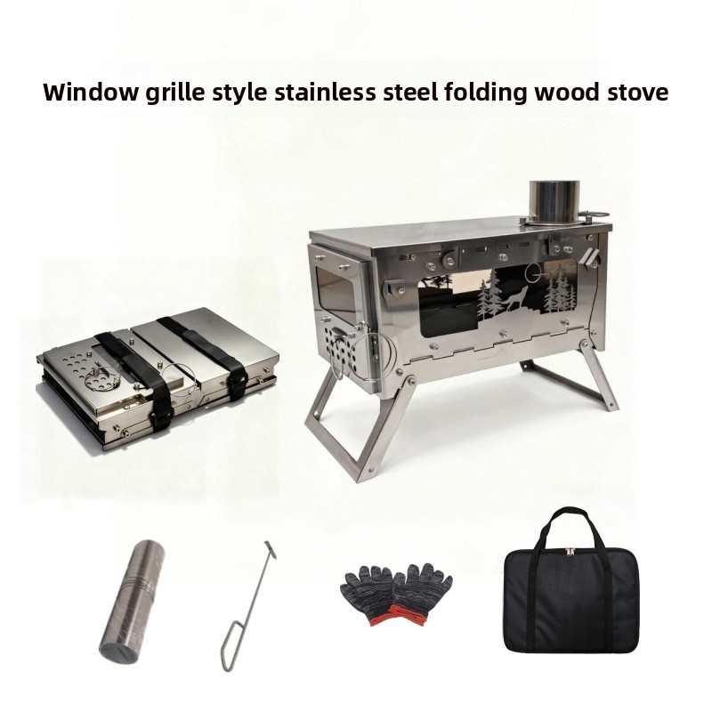 스테인리스 스틸 접이식 휴대용 나무 난로 바베큐 그릴  - Outdoor Camping Stove Wood 리뷰 및 가격
