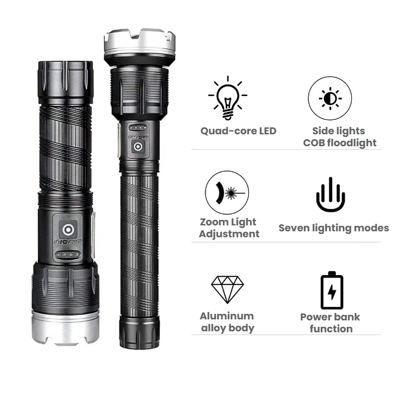 고출력 LED 손전등 텔레스코픽 장거리 파워 디스플레이 - Outdoor Camping And Fishing 리뷰 및 가격
